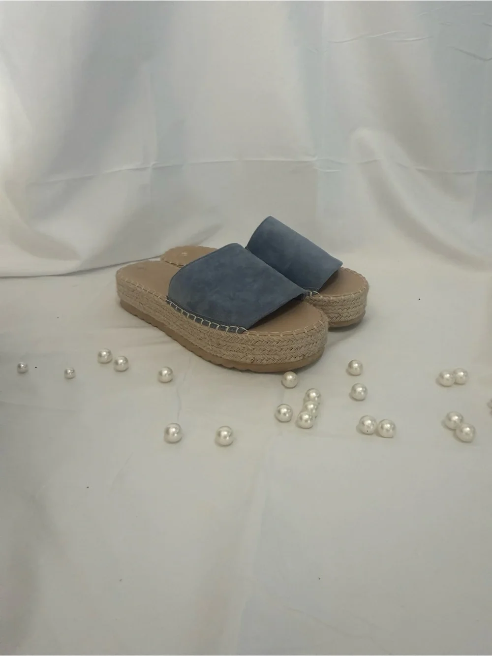Women’s Light Blue Suede Espadrille Slide